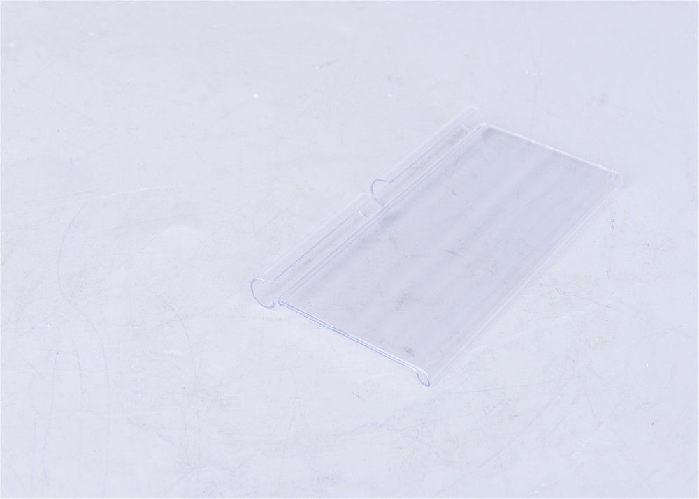 Transparent PVC Label Sign Holder , Matt / Shiny Surface Shelf Talker